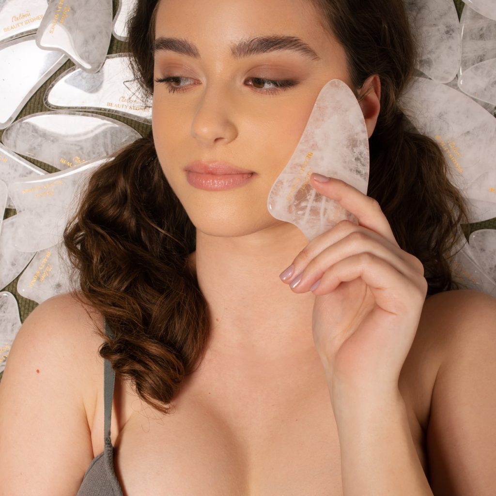 Gua Sha din Quartz Alb